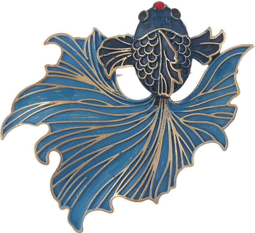SYGA Women Retro Blue Enamel Goldfish Brooch– Alloy Artistic Fish Pin ...