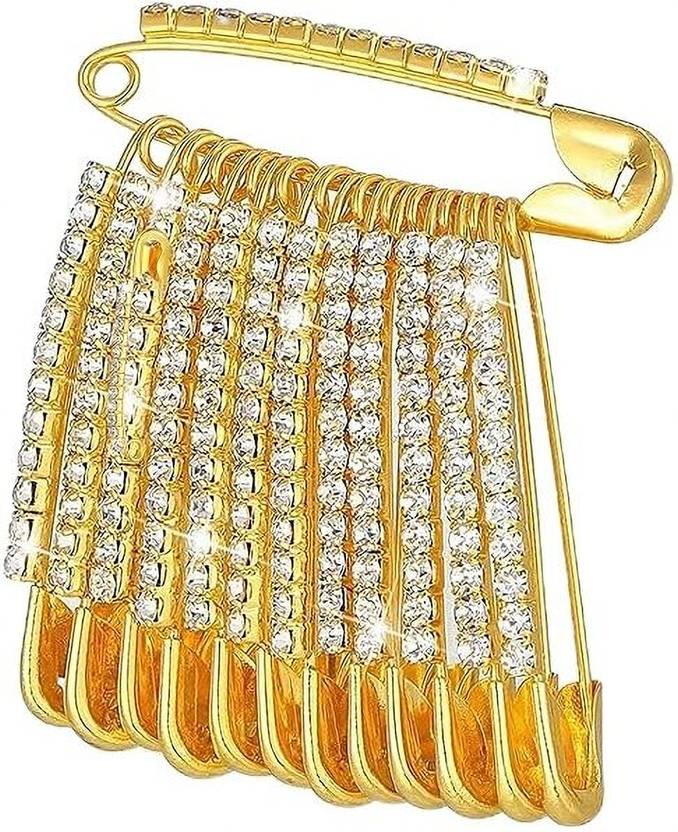 AKIKOAOKI Safety Pins Set for Sarees, Dupattas & Brooch Styling (Pack of 12) Brooch