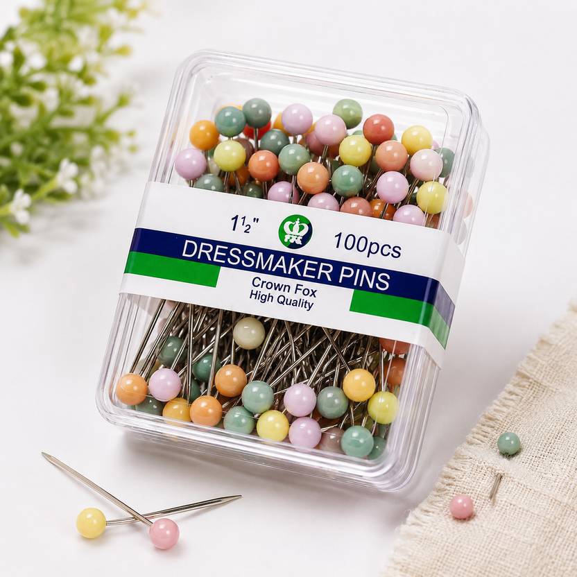 AKIKOAOKI 100-piece, 1.5-inch multicolor pearl-head Dressmaker Pin set Brooch