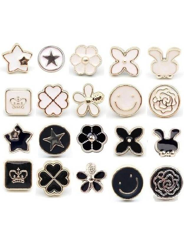 GAPVELU 20Pcs Women Shirt Brooch Buttons Pearl No Sew Button Brooch