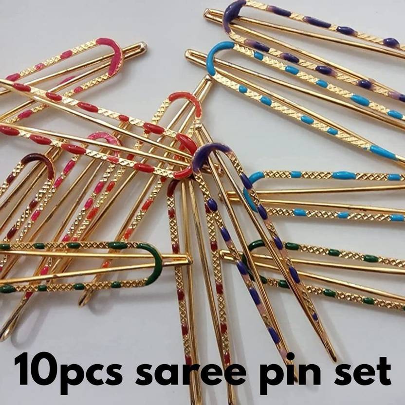 ASHA Saree pin Waist pleats Pallu Sarees clip Brooch holding Heavy set of 10pcs Brooch