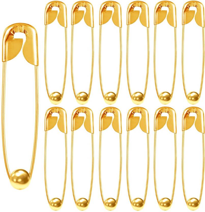 AKIKOAOKI Safety Pins Set for Sarees, Dupattas & Heavy Dresses (Pack of 12 ) Brooch