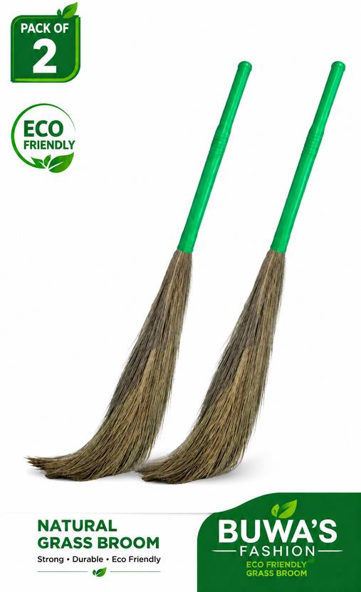 BuwasFashion Premium Quality Strong plastic handle Grass Wet and Dry Broom