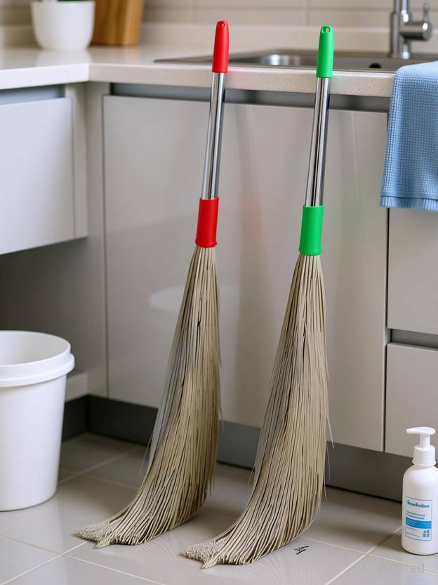 BuwasFashion Premium Quality Natural Stainless Steel Long Grass Wet and Dry Broom