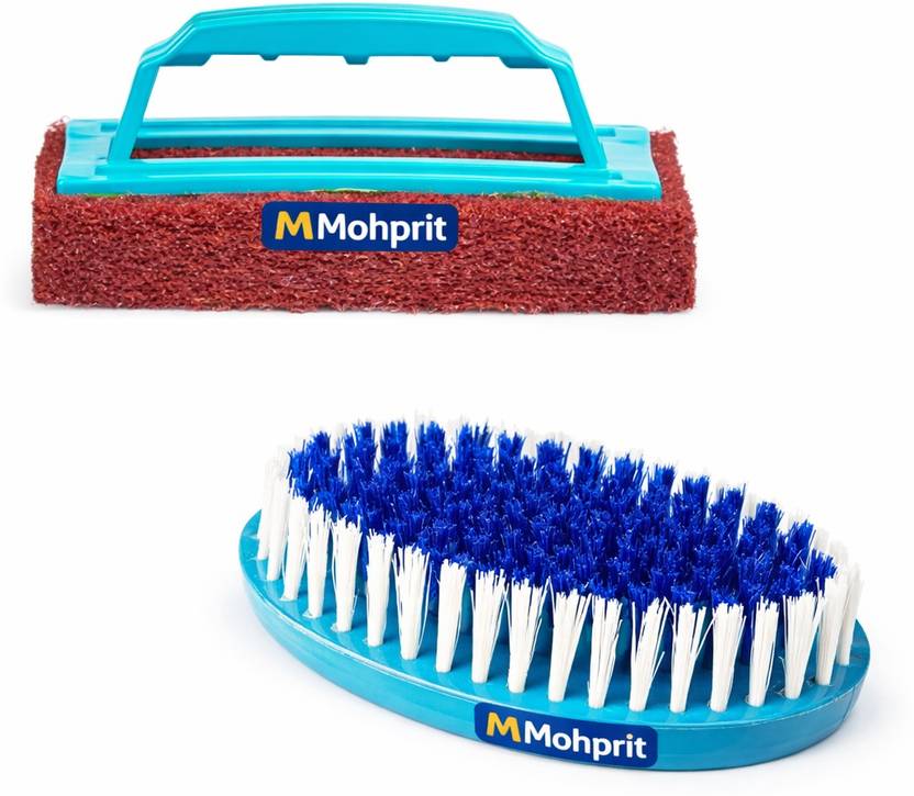 Mohprit Cleaning Brush Set Bathroom, Kitchen & Tile Scrubber Brushes Plastic Wet and Dry Brush