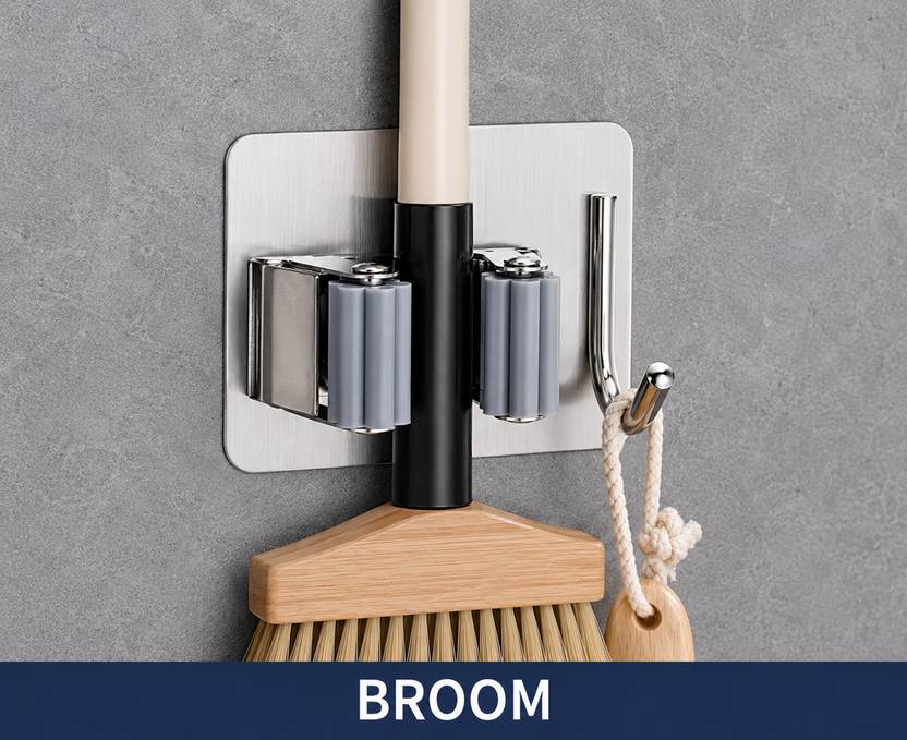 Cliffside Products Silver Stainless Steel Broom Holder