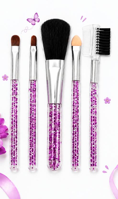 AARVIKAA 5 Pcs Makeup Brush Kit Soft Bristle Face Eye Foundation Blending Multicolor