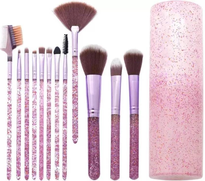 balaan's beauty bazar Extra Soft 12 Pc Premium Makeup Brush Set PINK GOLDEN Storage Box (Pack of