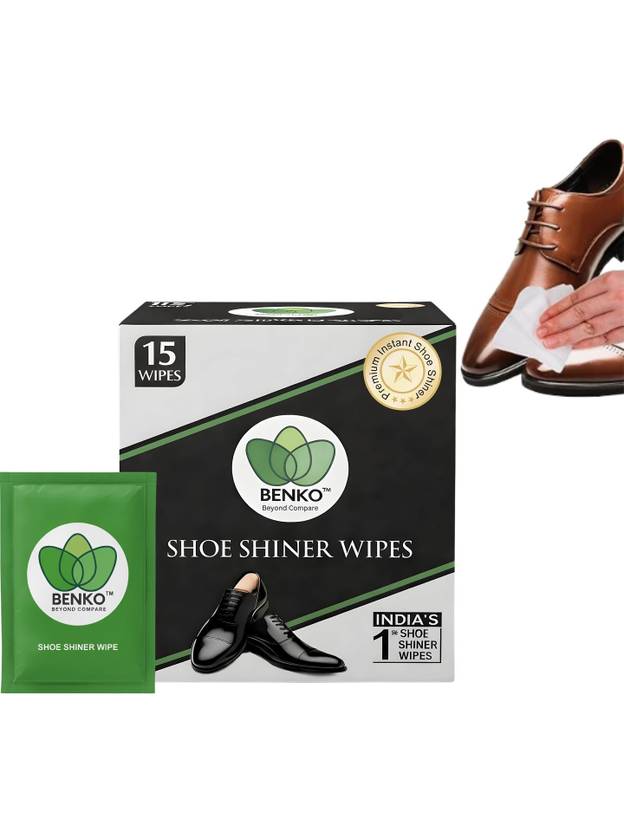BENKO Shoe Shiner Wipes Pack on 15s Give Instant Shine for all type Leather Footwear Shiner