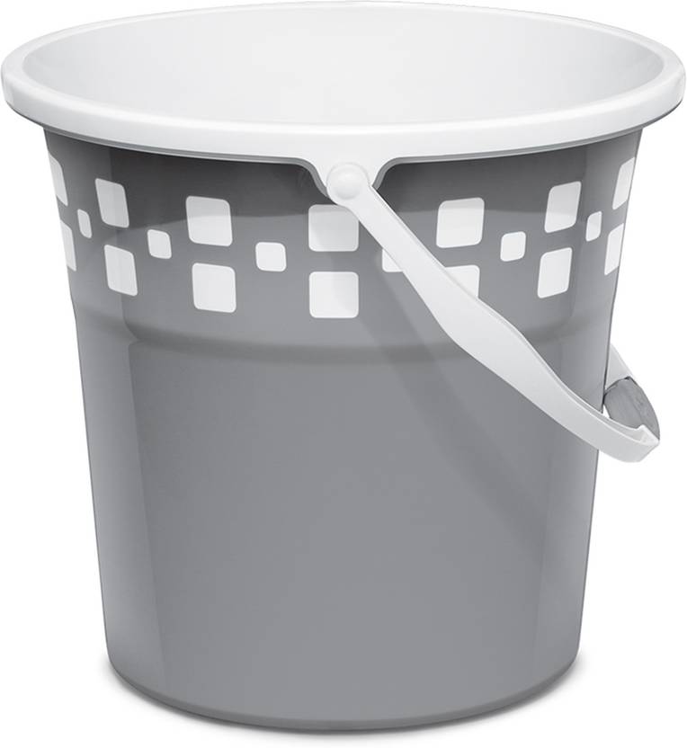 MILTON Mozaic Plastic Bucket With Handle, Grey 25 L Plastic Bucket