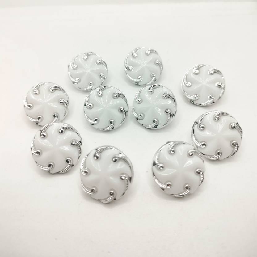 ARKID 16mm Round Shaped White Fancy Design Sewing Button Plastic Buttons