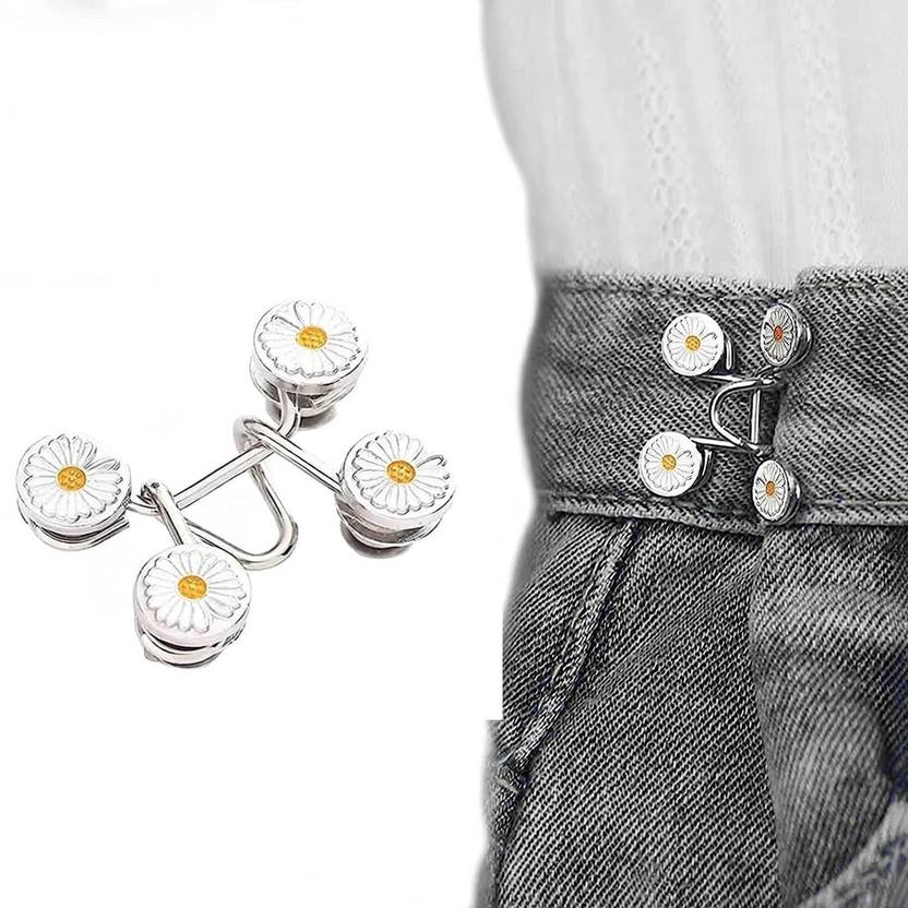 Adbee Flower Shape Jeans Tightening Clips Waist Tightener Instant Clips for Loose Jean Metal Buttons