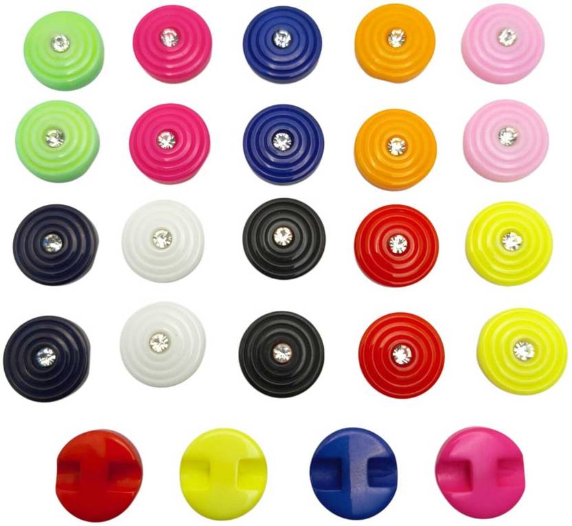 ARKID 12mm multicolor Round Shaped Single Fancy Stone Button Plastic Buttons