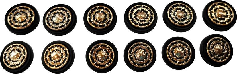 Buttongallery Black Buttons with Golden Accent – Premium Button Set for Coats, Suits Acrylic Buttons