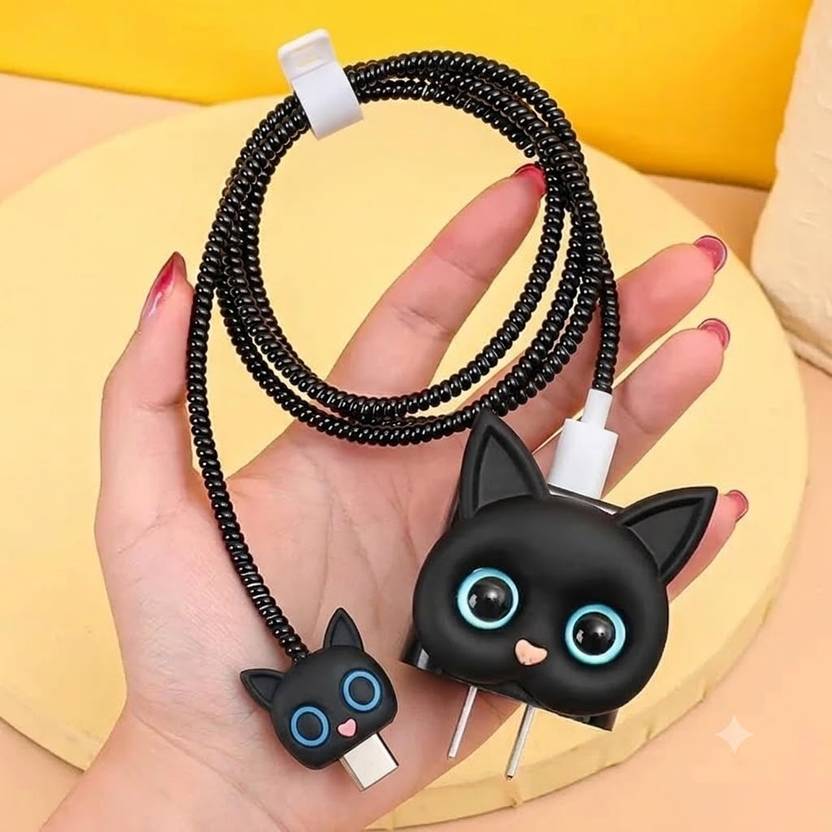 CAISHEN UNITED Black Kitty Charger Protector for Apple 18W & 20W Adapter Cable Protector