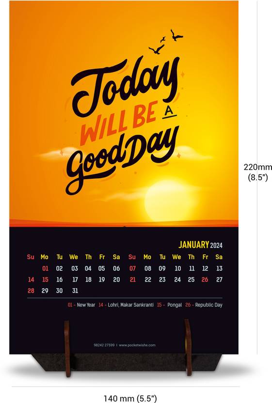 pocket wishes Motivational Quotation 2024 Table Calendar Price in India