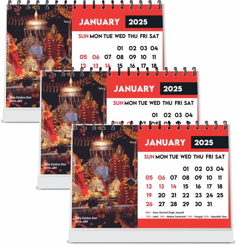 ESCAPER 2025 Vaishno Devi Hindu Temples Calendar 2025 Table Calendar