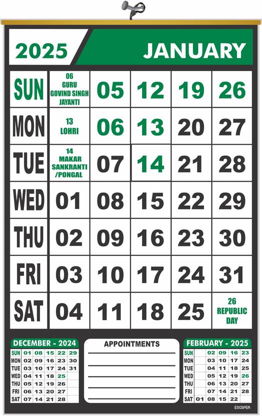 SADAFAL Indian Festival Calendar 2025 Monthly Wall Format, Big Date 3d Calendar 2025 Flipkart