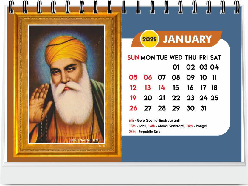 ESCAPER 2025 Sikh Guru Calendar Featuring Guru Nanak and Guru Govind