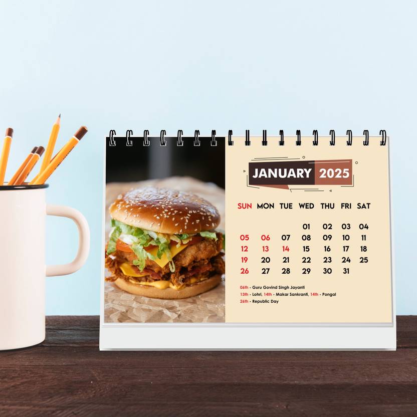 ESCAPER 2025 Burger & Pizza Calendar Perfect for Food Themed Spaces