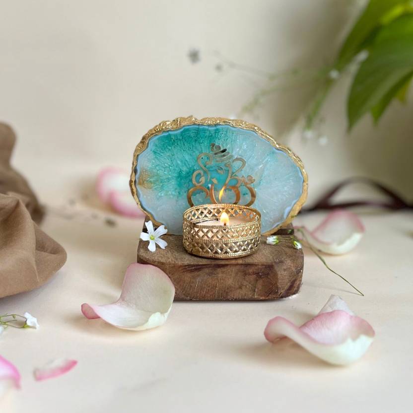 HOMEARTE INDIA Wooden, Stoneware Candle Holder
