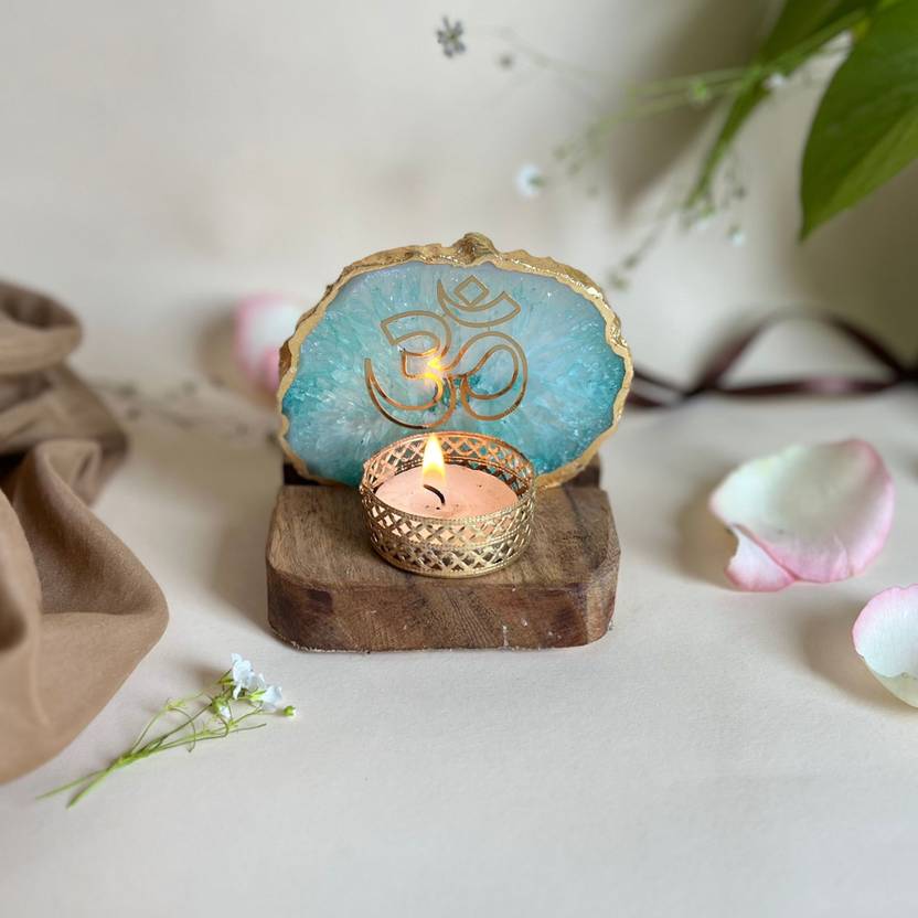 HOMEARTE INDIA Wooden, Stoneware Candle Holder