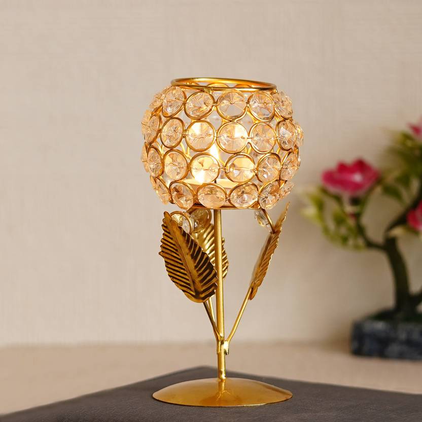 Artisyn Metal & Crystal Tea Light Candle Holder Stand Crystal Tealight Holder
