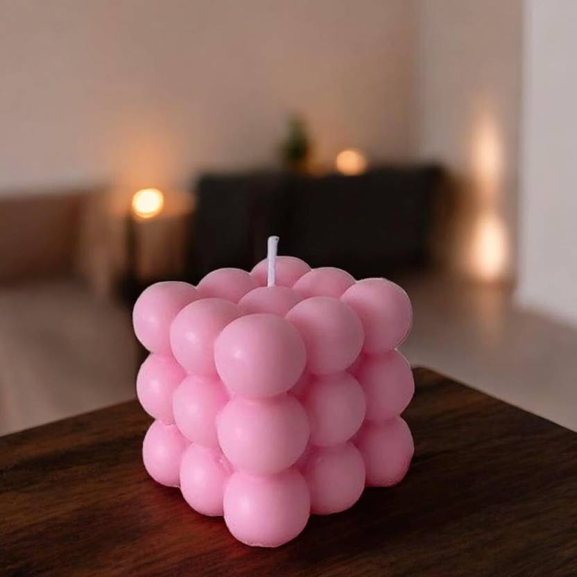 Areezo Pink Bubble Candle |Home Decor Scented Candle Gift Set (Pink) (Pack of 1) Candle