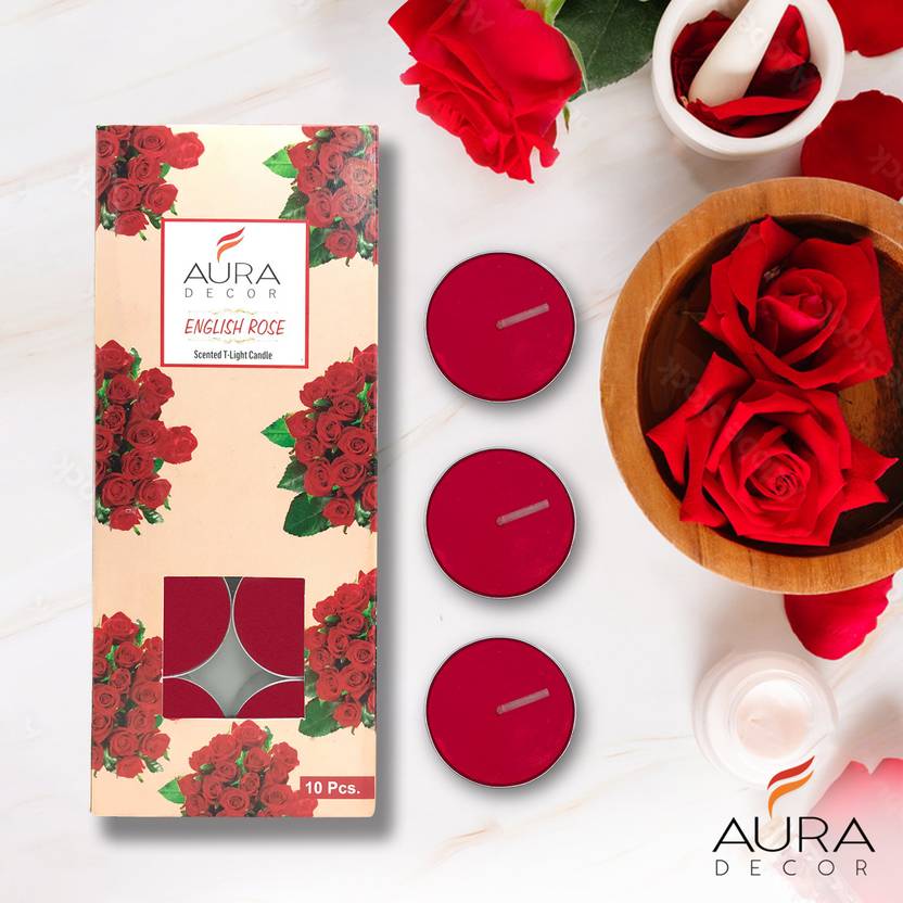 AuraDecor Pack of 10 Fragrance Tealights English Rose Candle