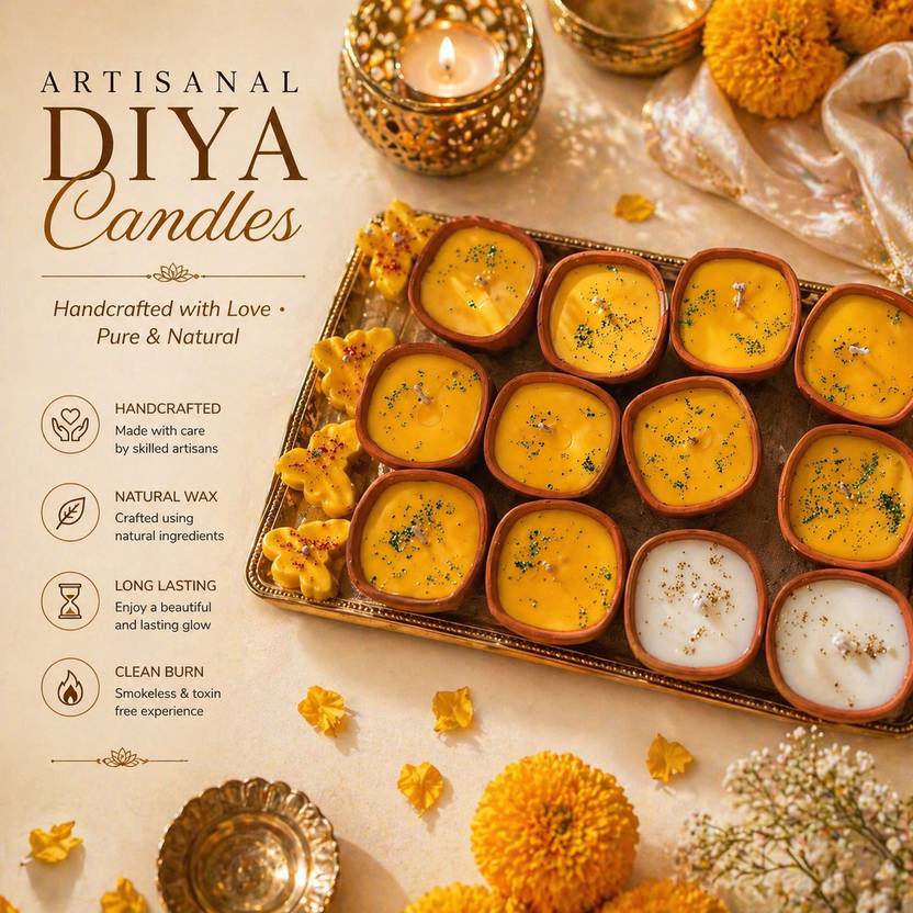 CandlitLand Artisanal Diya Candles – Handcrafted Festive Glow Candle