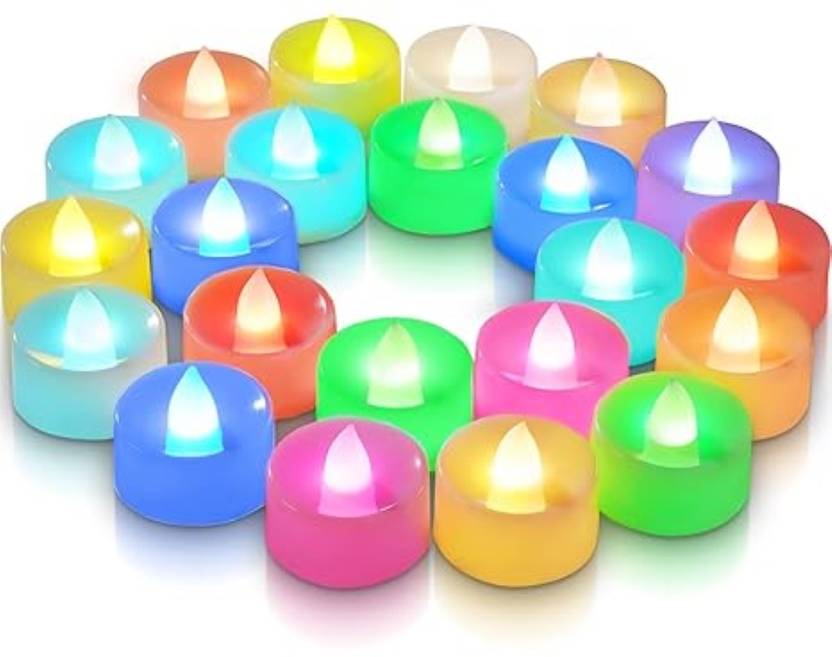 Calado LED Smokeless Decorative Acrylic Candles – for Diwali(Pack of 6)Color Candle