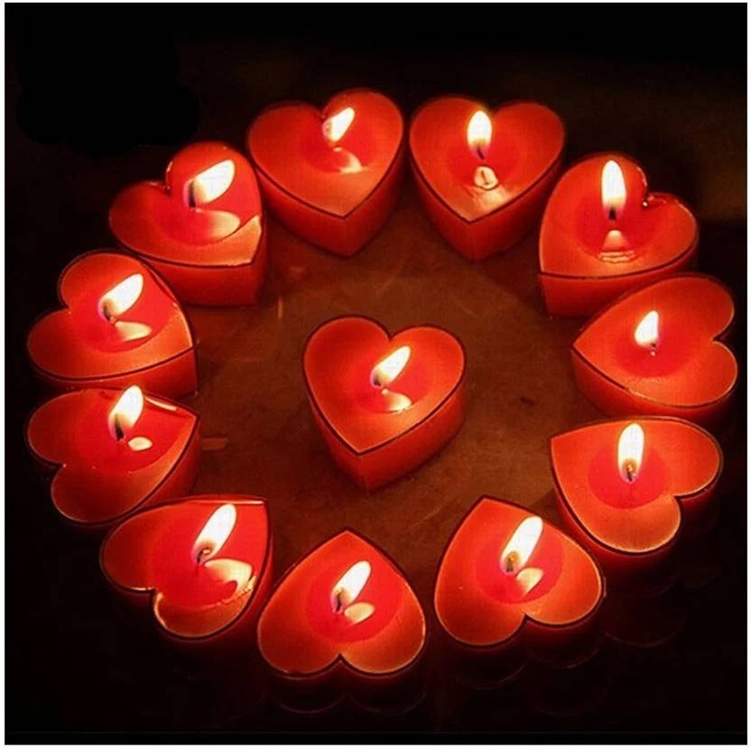 taransha Special moment Heart Shaped Red Candles scented Red Love Romantic Candle Candle