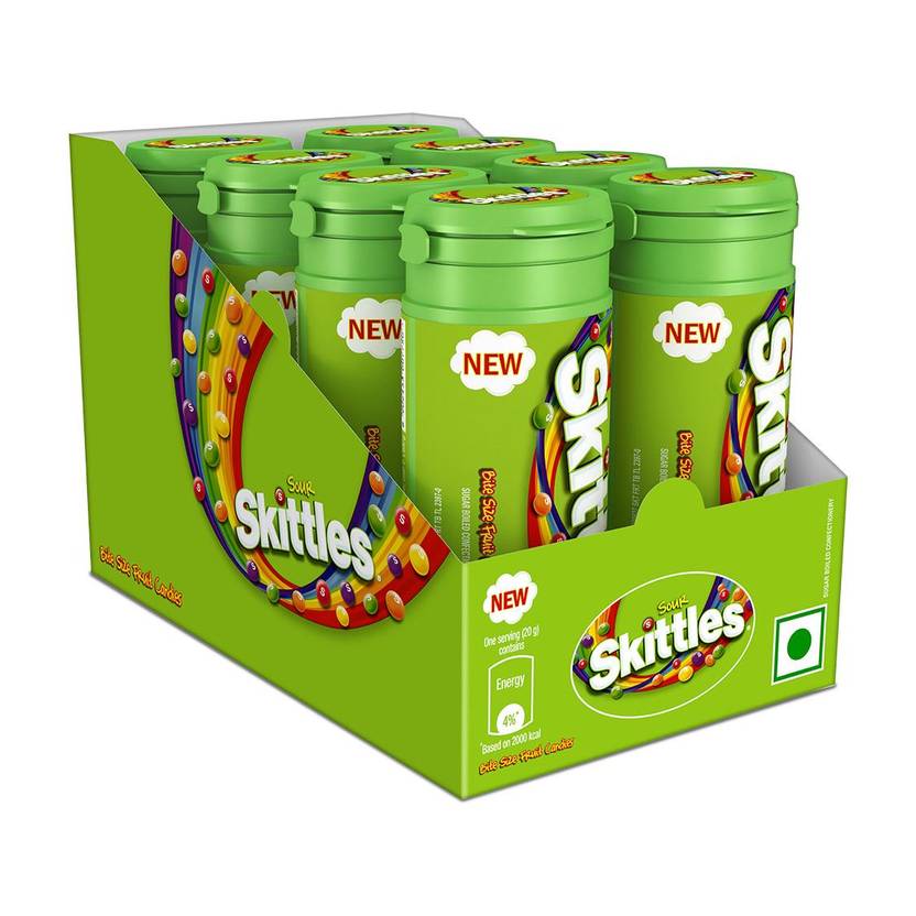 Skittles Sour Chewy Fruit Candy Imported Pack | Bite-Size Fruits Mouth Freshener