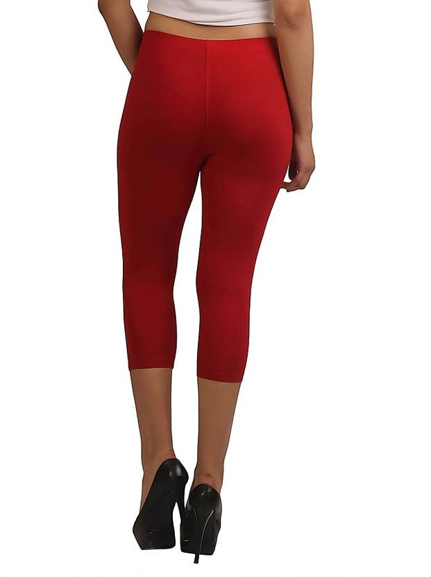 Rocksy 3/4th Capri leggings Women Red Capri