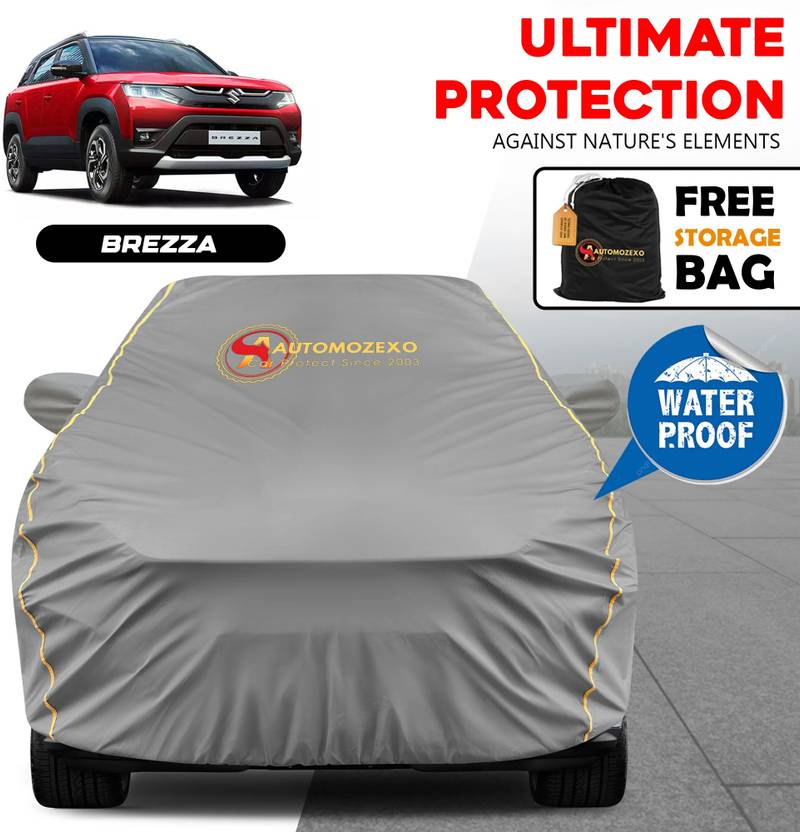 AUTOMOZEXO Car Cover For Maruti Vitara Brezza, Vitara Brezza ZXI Plus Petrol, Vitara Brezza VXI AT Petrol (With Mirror Pockets)