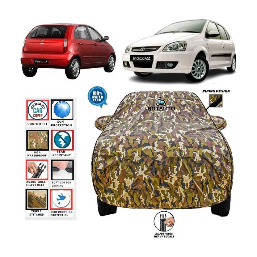 BOTAUTO Car Cover For Tata Indica, Indica V2, Universal For Car (With Mirror Pockets)