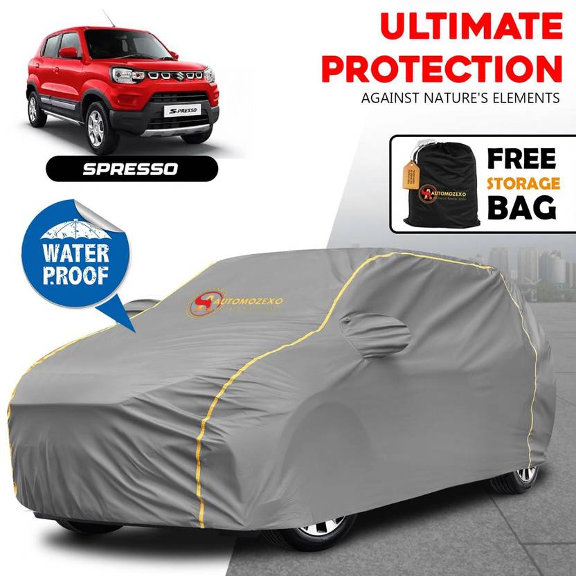 AUTOMOZEXO Car Cover For Maruti S-Presso, S-Presso LXI Petrol, S-Presso Std, S-Presso Vxi, S-Presso Vxi Plus AMT (With Mirror Pockets)