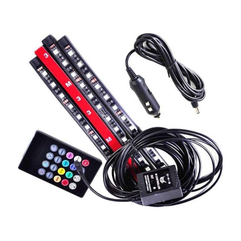 NEWGTBE Atmosphere 4 strips, 48 led,12 led each strips with Sound active system & wireless remote control Car Fancy Lights