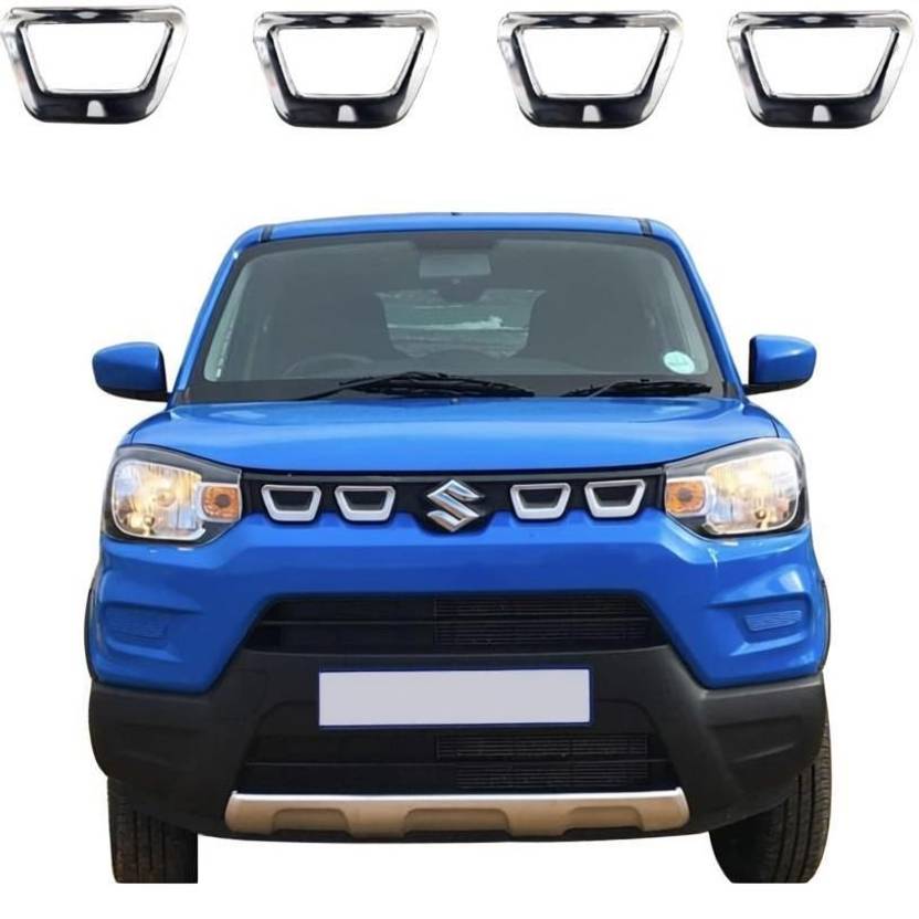 AMARIO Front Grill Ring's Suitabile for Maruti S-Presso (set of 4pcs) Chrome Maruti S-Presso LXI Petrol Front Garnish