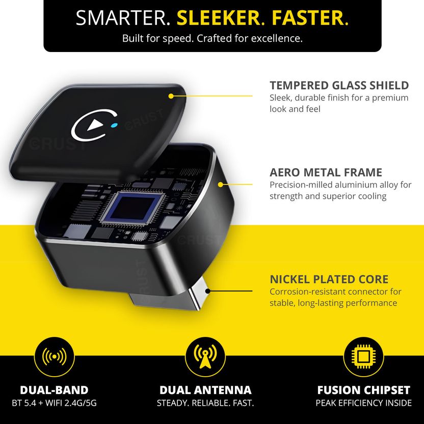 Crust AutoLink W30 Wireless CarPlay & Android Auto Adapter - Image 3