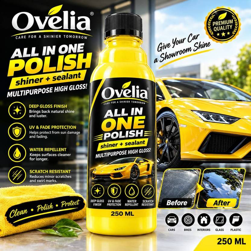 AoneCart Enterprise Liquid Car Polish for Exterior, Dashboard, Chrome Accent, Bumper