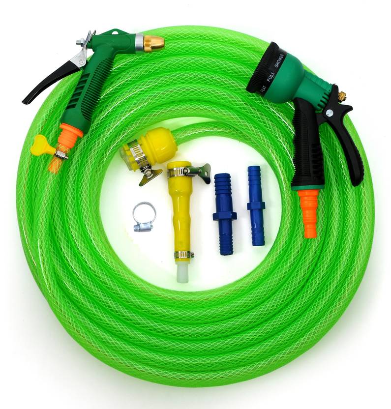 SUNICE [15 Meter] Braided Green Hose Pipe (Diameter 14mm, 1/2” Inch