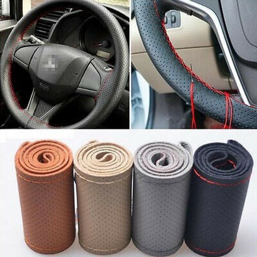 s mangalam Hand Stitched Steering Cover for Hyundai Baleno, Brown - Image 1
