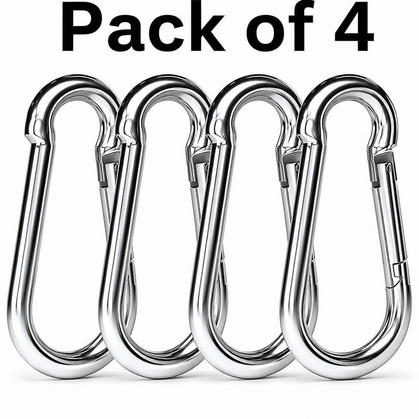 BARLOCK 8MM Heavy Gauge S.S Spring Snap Hook for Gym, Camping, Trekking & Outdoor Use Locking Carabiner