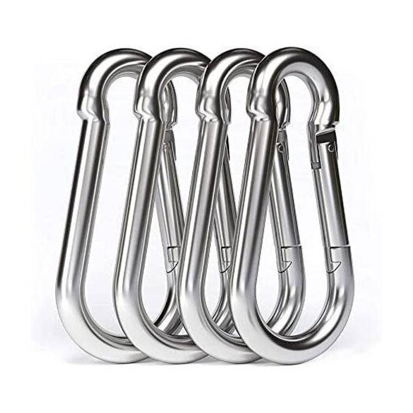ABSSports Heavy Duty Stainless Steel Carabiner Snap Hook for Outdoor Hiking, Gym Use. Locking Carabiner
