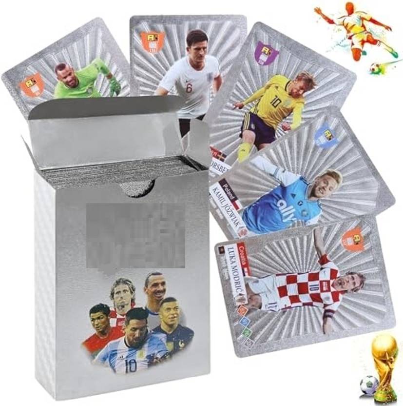 Bestie Toys World Football Soccer Stars 55 Silver Cards, Soccer Trading ,Silver Foil Cards