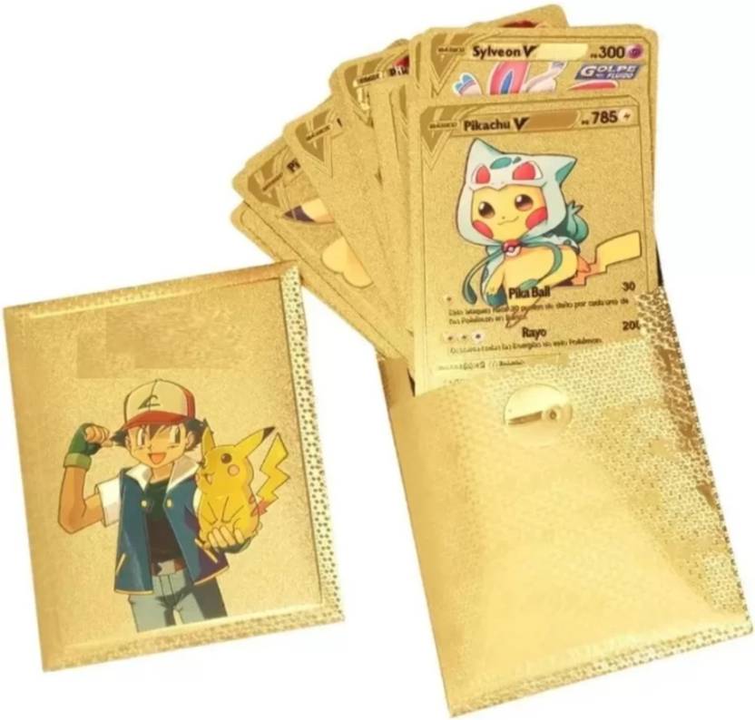 AKTOON TOYS Golden Pokemon cards 10 PCS Gold Foil Playing Cards