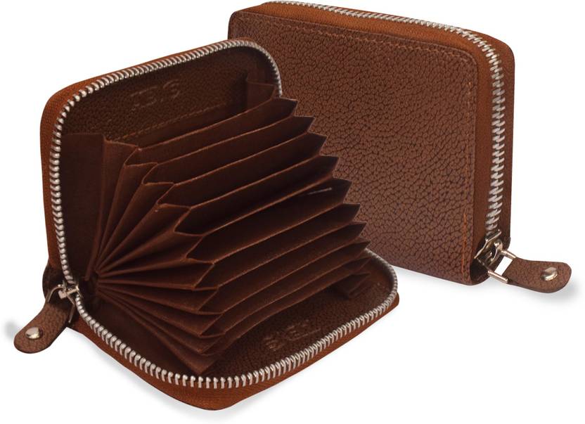 Men & Women Casual, Travel, Formal, Ethnic, Evening/Party, Trendy Tan Genuine Leather RFID  Card Holder - Mini  (18 Card Slots)