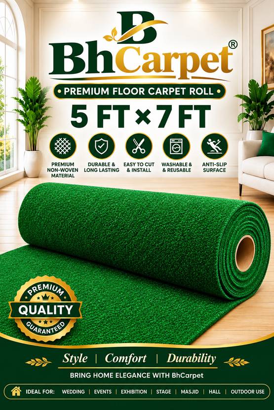 BhCarpet 5 ft  X 7 ft Nylon Grass Carpet