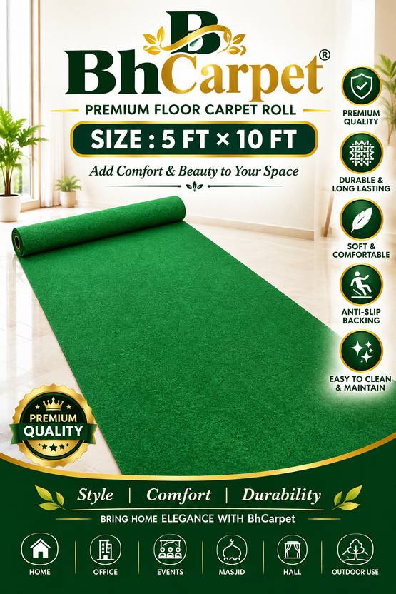 BhCarpet 5 ft  X 10 ft Nylon Grass Carpet